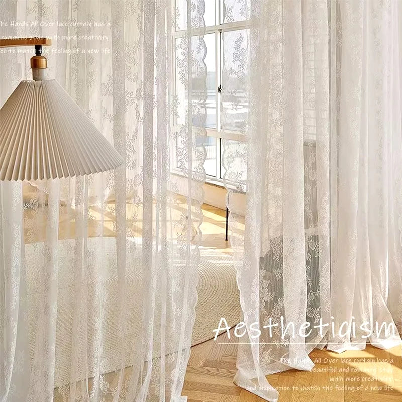 rideau tulle dentelle blanche romantique vintage shabby chic fenêtre chambre salon