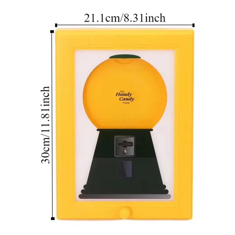cadre photo gumball machine bonbons mms oursons decoratif ludique retro transparent plastique lisse