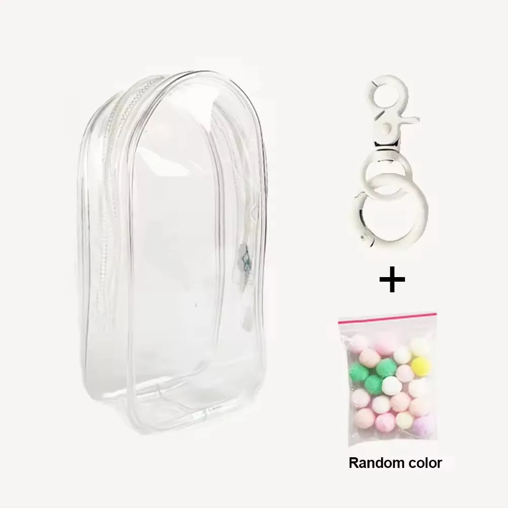 sac main transparent moderne chaîne métallique personnage peluche pompons colorés tendance adulte fille garçon