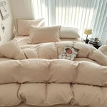 Détail du tissu en coton lavé de la housse de couette