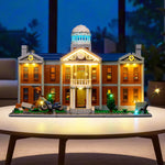 construction lego xmen maison lumineuse led marron blanc bleu verte rouge personnages details architecturaux