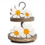 décoration murale bois marguerite vintage fleurs décoratives blanc jaune rustic champêtre
