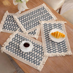 Set de table Boho en coton avec glands rouge
