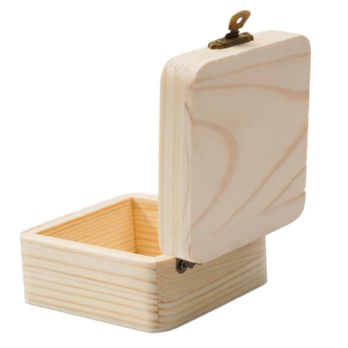 boîte rangement bois bijoux carrée naturel clair charnières métalliques respectueux environnement