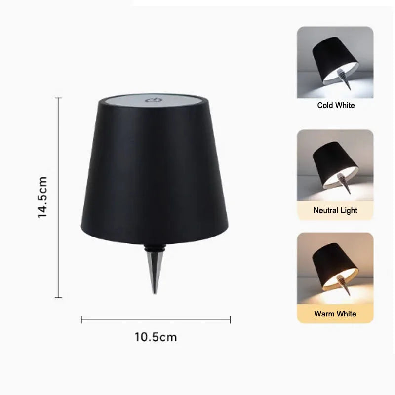 lampe table moderne sans fil rechargeable tactile noir led chambre basse luminosité tringle basculante