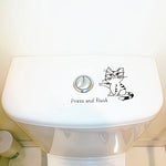 sticker adhésif chat cartoon bouton toilette moderne blanc argenté pvc semi mat 10x15cm