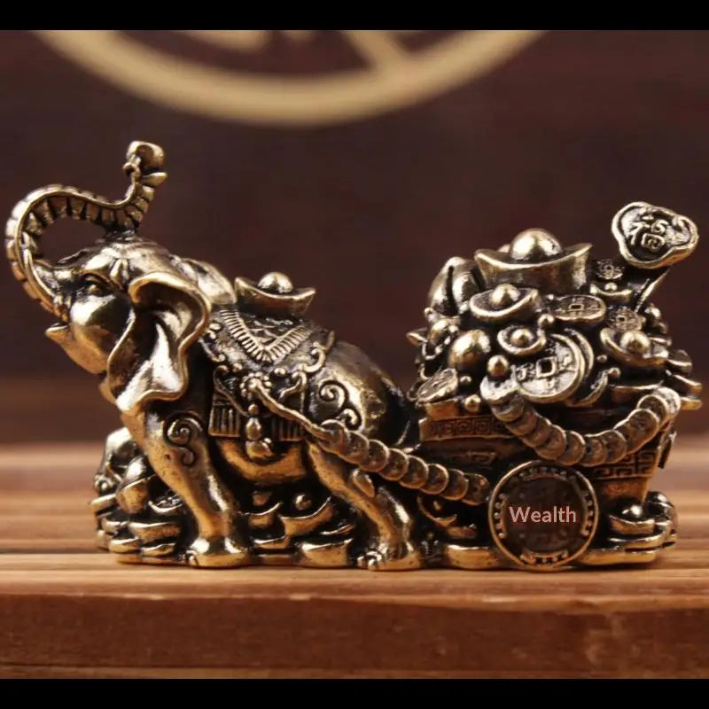 décoration intérieure éléphants chariot pièces métal doré tradition asiatique prospérité maison salon