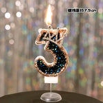 bougies anniversaire numériques or noir brillantes festives décoration pâtisserie chiffres strass transparent