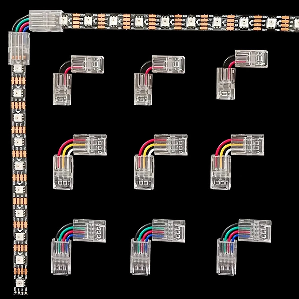 connecteurs électriques transparents broches fixation clips câbles colorés technologie rapide