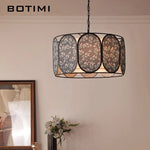 suspension lumineuse moderne pendentif tissu fleurs noir gris beige vert rose