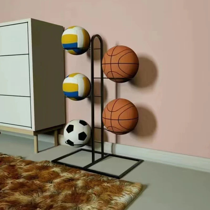 support balles sportives moderne noir blanc motifs basketball football volley ball métal acier carbone