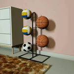 support balles sportives moderne noir blanc motifs basketball football volley ball métal acier carbone