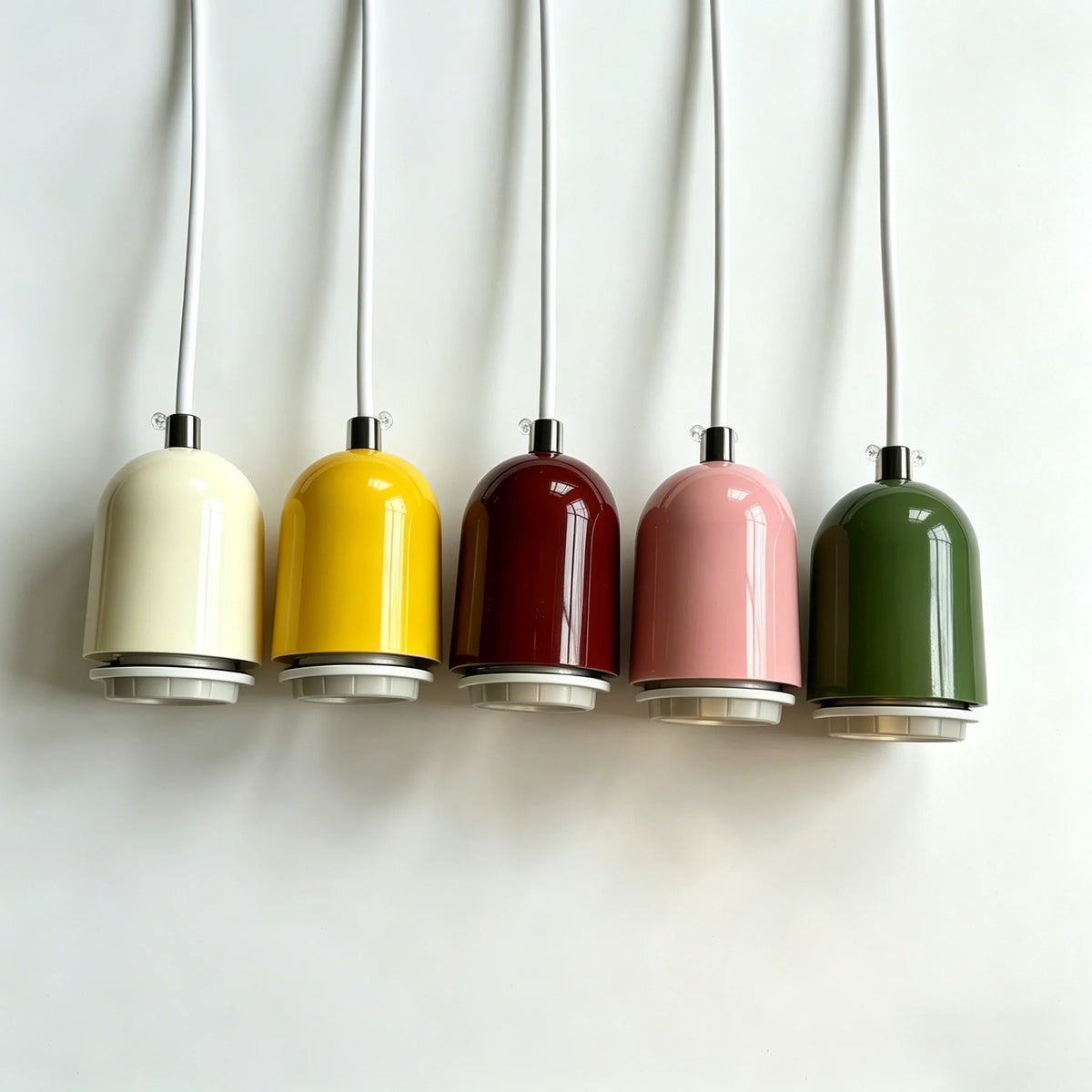 support ampoule suspendu moderne vert rose rouge jaune beige fer câble socle e27 unique