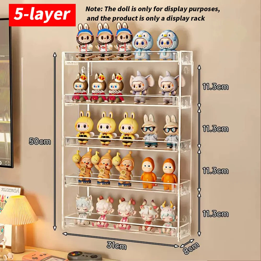 présentoir mural multifonctionnel clips fixation mur transparent figurines animées divers articles rangement couleurs modernes