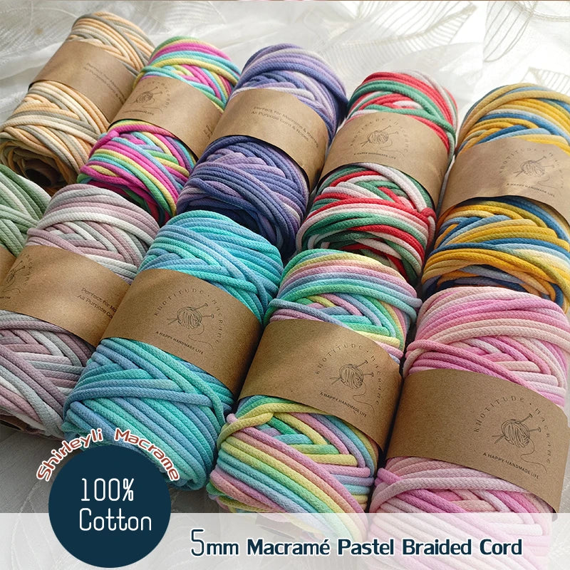 corde tressée macramé pastel haute ténacité 100% coton créative boucle métallique écologique artisanale