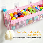 organisateur jouets bain rose maille rapide séchage compartiments poche pratique moderne