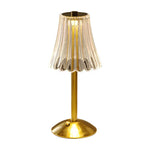 lampe table moderne or transparent abat jour rayures cristal recharge tactile chambre coucher led