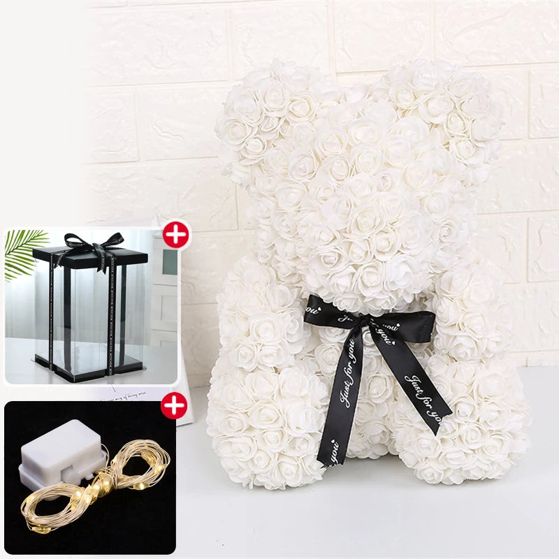 décoration maison ours rose artificiel boîte cadeau ruban satiné valentins anniversaire