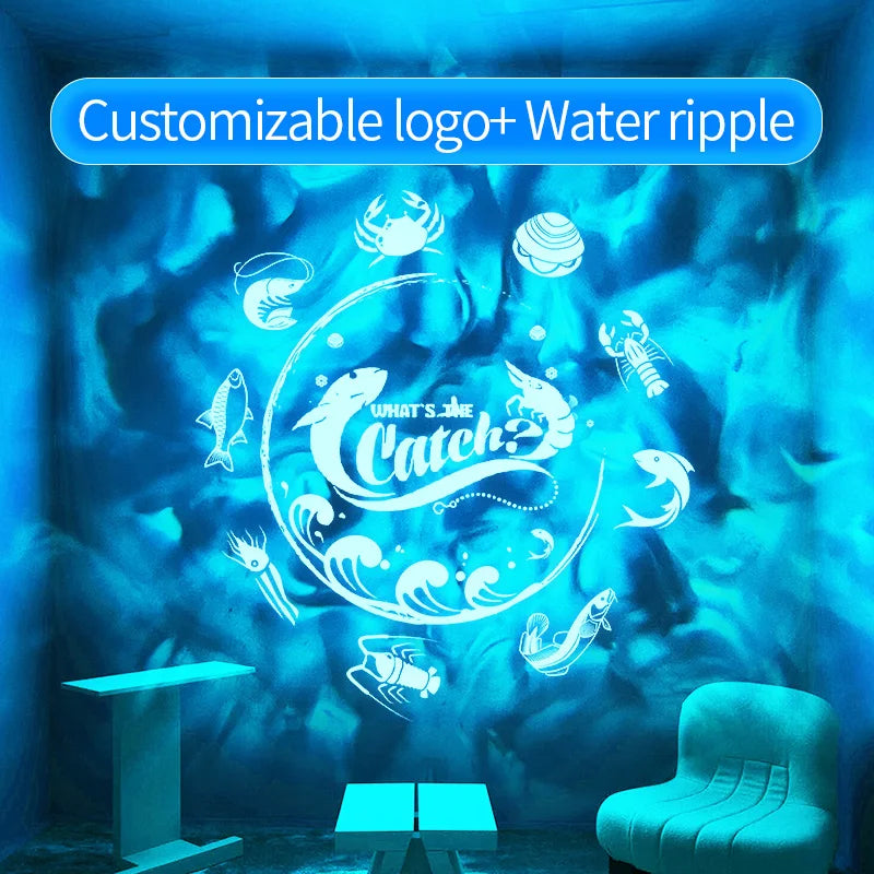 projecteur led extérieur effet eau dynamique poissons koi lotus logo décoration jardin piscine dynamique