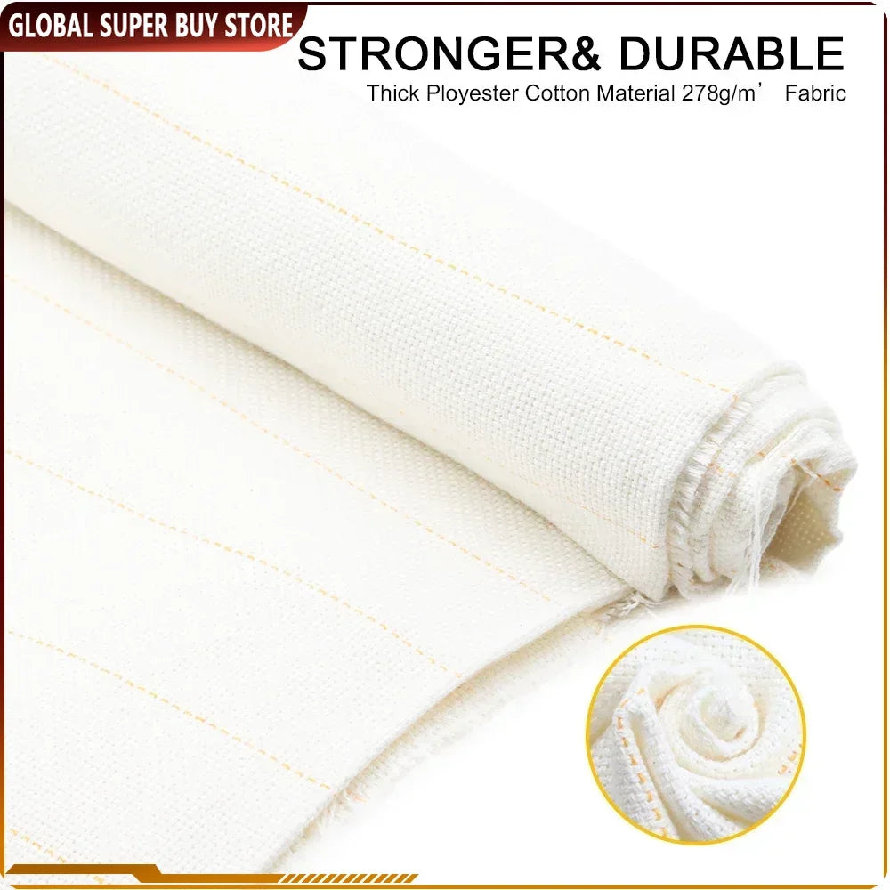 tissu blanc toile lin rustique lignes jaunes lavable machine blanc rustique