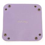 porte bijoux pliable simili cuir moderne bleu rose violet noir blanc minimaliste dorés 15x15cm