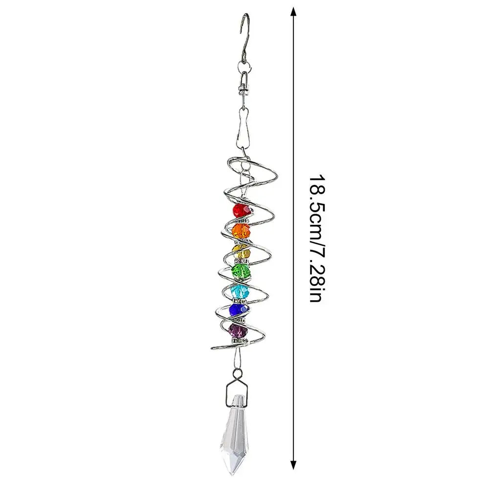 Suspension décorative spirale métallique colorées boule cristal transparente moderne argent