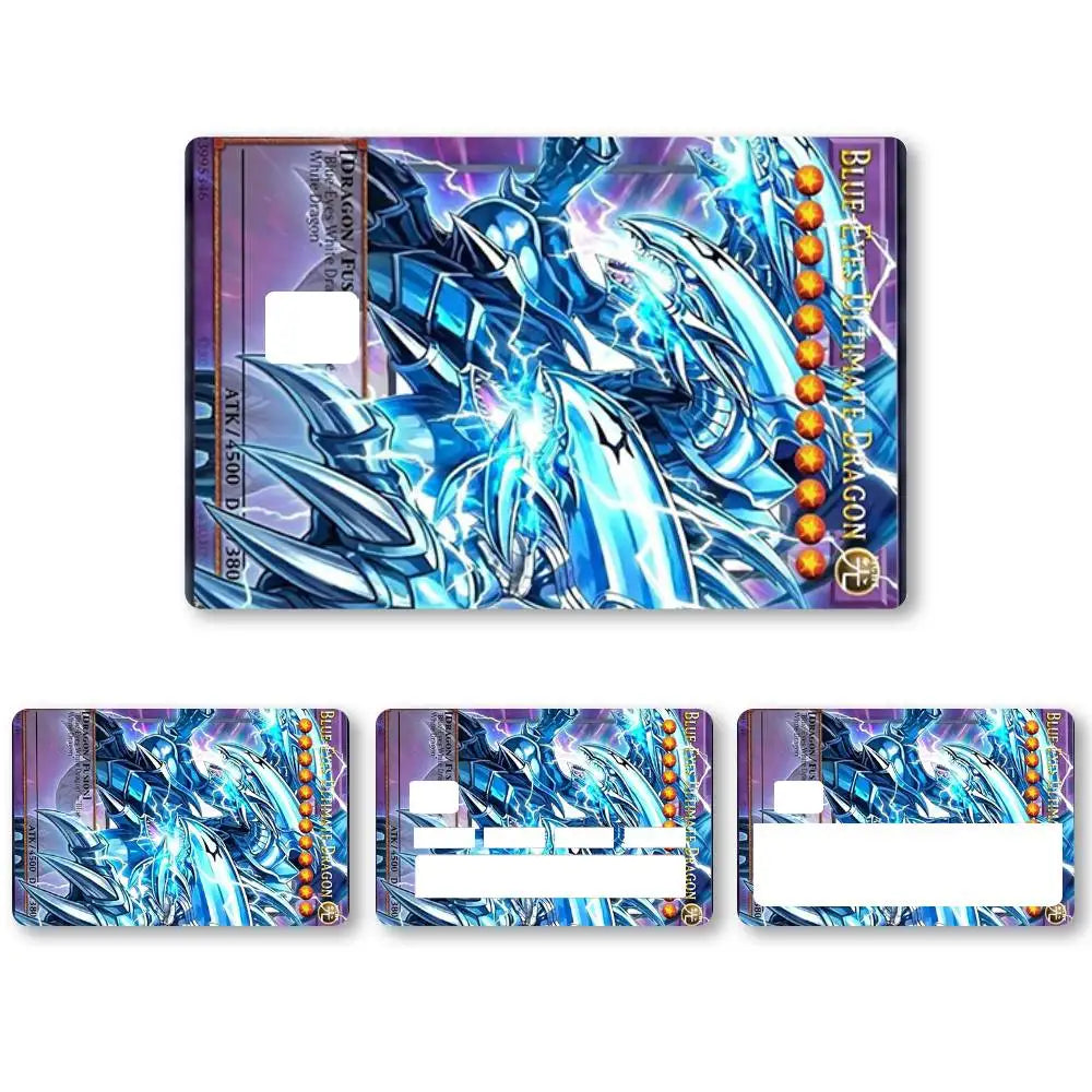 autocollants cartes crédit multicolores dessin animé illustrations fantastiques adhésifs protection cartes jeu set collection