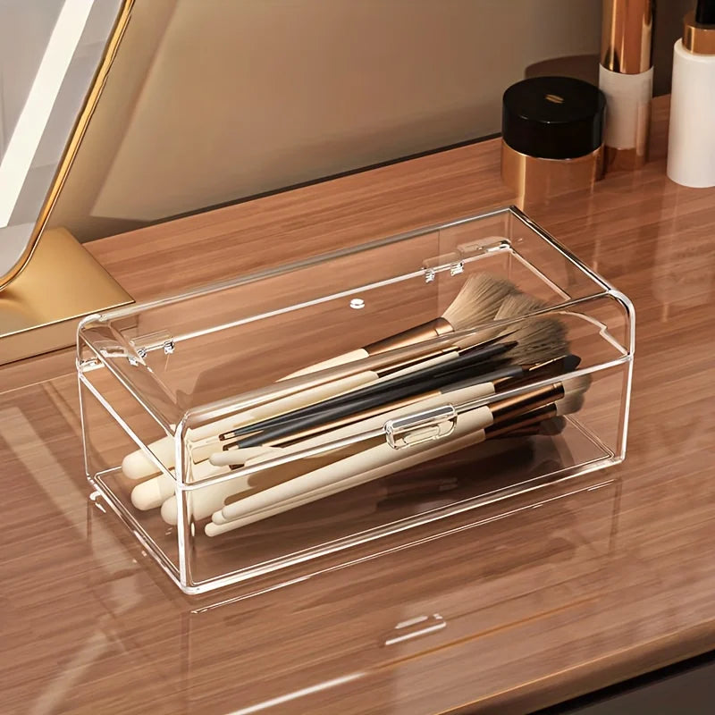 boîtes rangement transparentes modernes clips brosse éponge maquillage réutilisables sans motif
