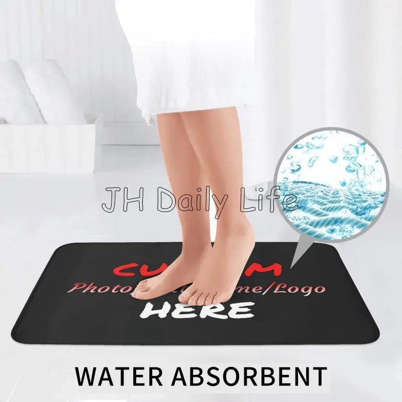 tapis toilette personnalisable photo texte noir moderne salle bain respectueux environnement trois pièces