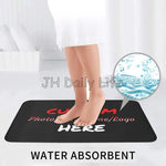 tapis toilette personnalisable photo texte noir moderne salle bain respectueux environnement trois pièces