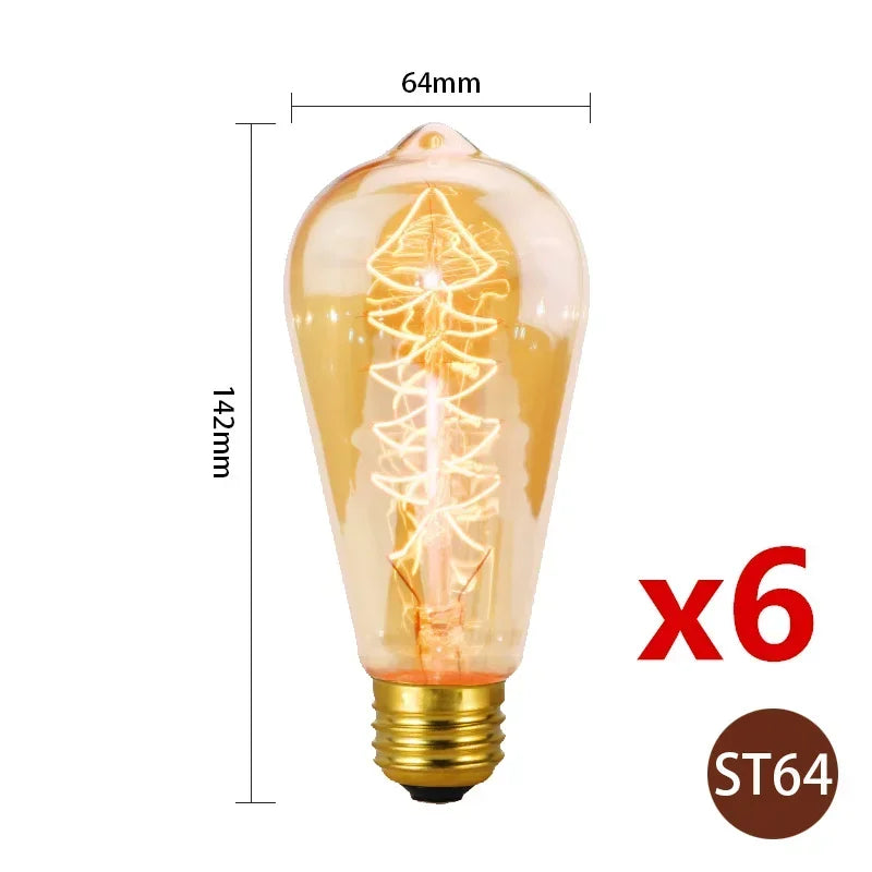 ampoule edison filamente spiral dorée vintage 360° lumens e27 transparente
