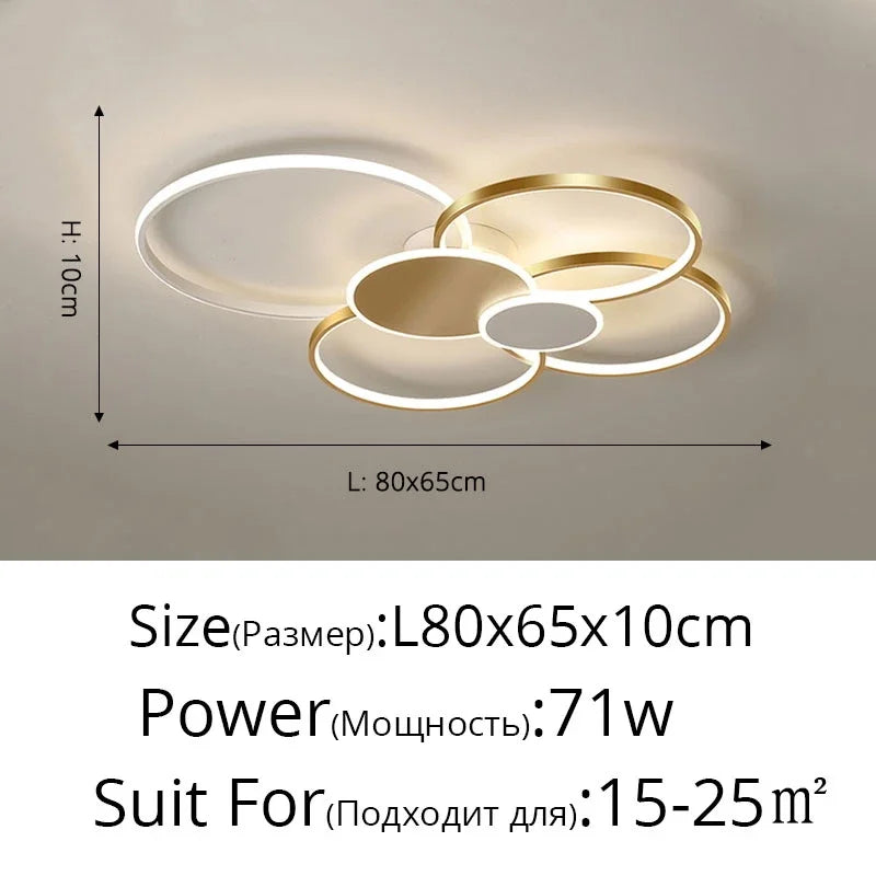 plafonnier moderne led noir blanc doré circulaire géométrique chambre salon