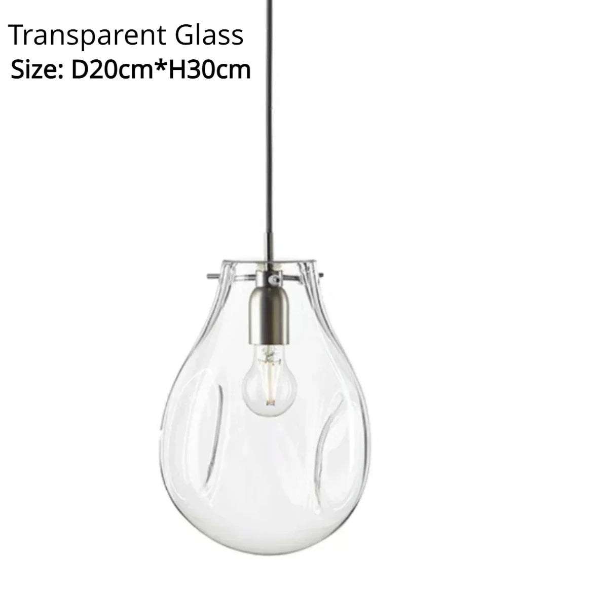 Suspension lumineuse moderne verre transparent doré bleu ampoules filament minimaliste