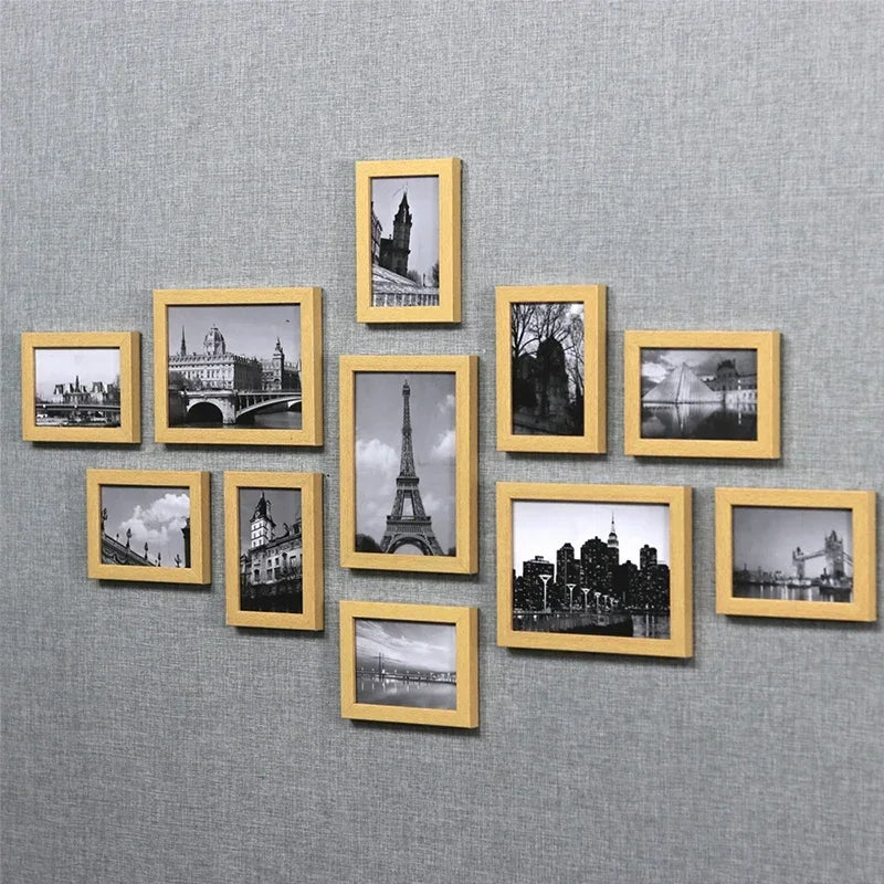 cadres photo moderne ensemble noir jaune bleu gris texturé opaques protections salon decoration