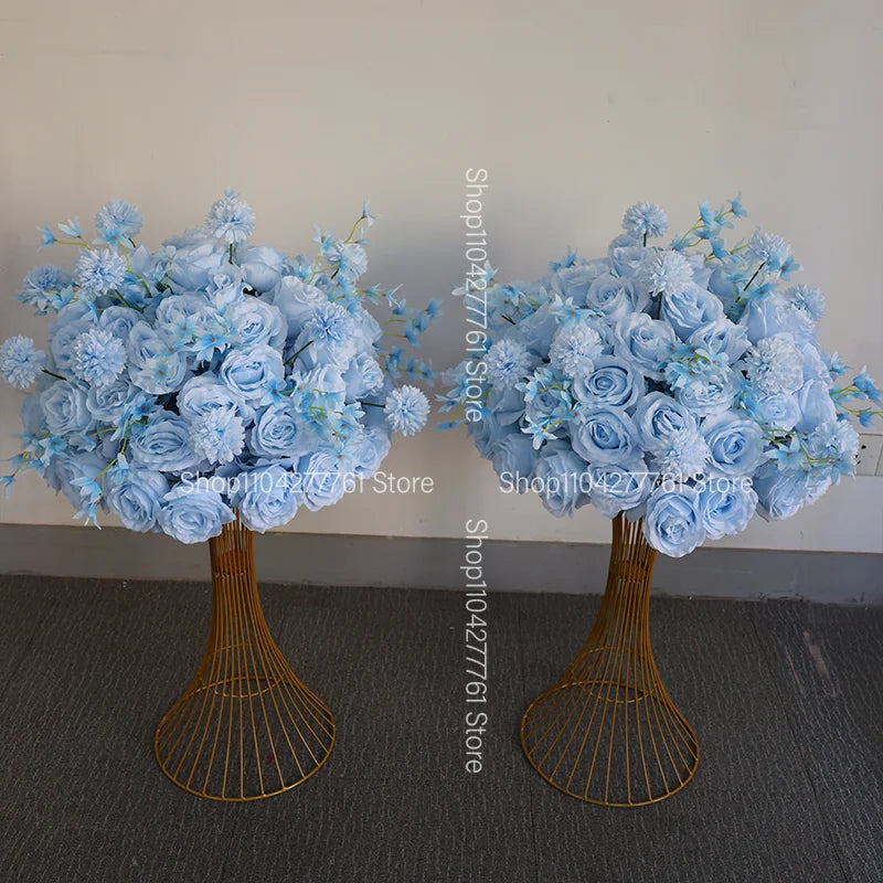 bouquet artificiel moderne roses bleu clair fleurs artificielles mariage décoration événementextérieur