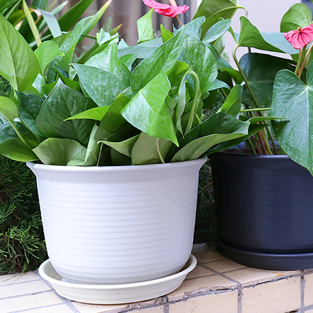 cache pot moderne rayures horizontales blanc orange noir durable intérieur extérieur jardin
