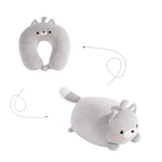 coussin voyage forme chat jaune clair mignon doux mousse polyester coton