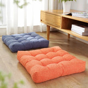 coussin sol carré texturé couleur bleu foncé orange vert rose marron bleu ciel contemporain