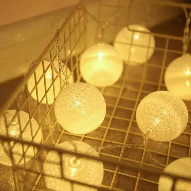 guirlande lumineuse 20 led rose beige vert jaune blanc texture coton moderne extérieur intérieur