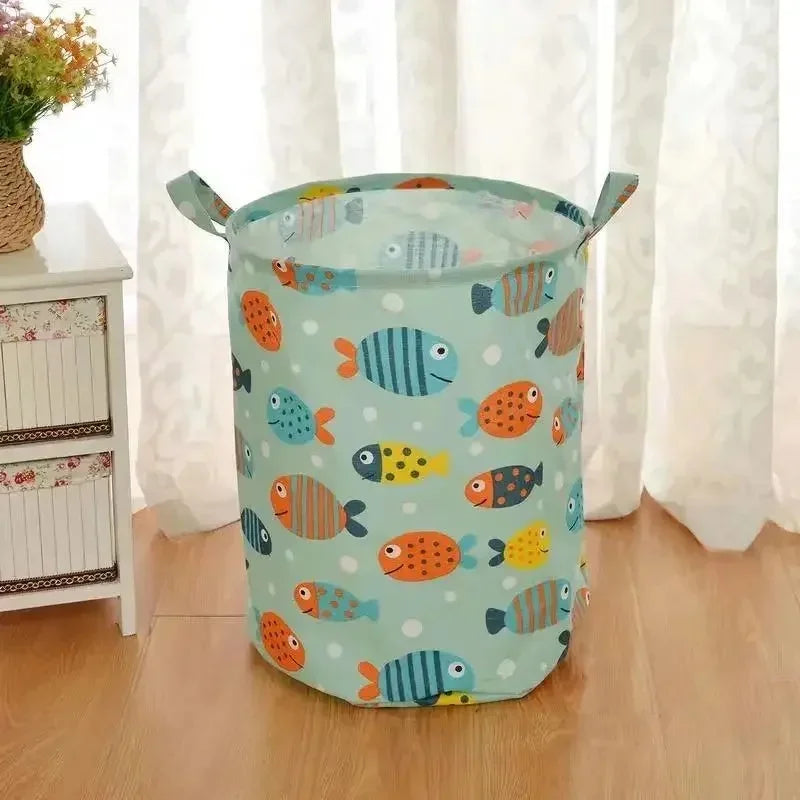 panier linge pliable poignées moderne multicolore imprimé animaux végétaux respectueux environnement