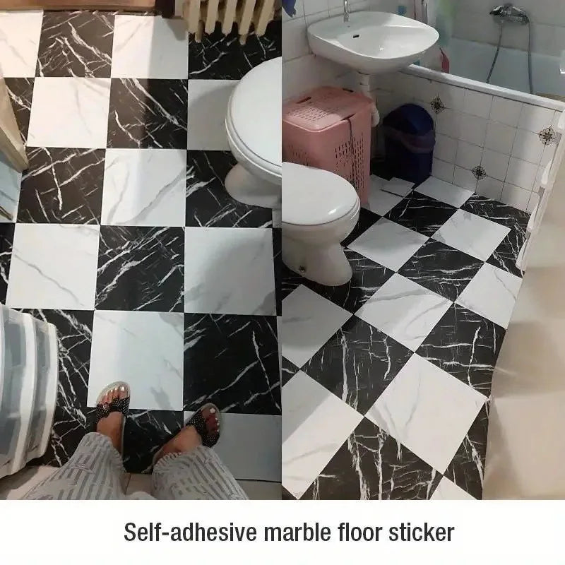 autocollant sol mur cuisine salle bain imitation marbre gris blanc vinyle adhésif décoratif