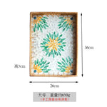 plateau rotin marron clair motif floral boho chic moderne décoration maison rustique table basse