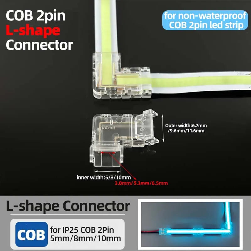 ruban led cob 2pin blanc jaune transparent clips 5mm 8mm 10mm moderne fonctionnel
