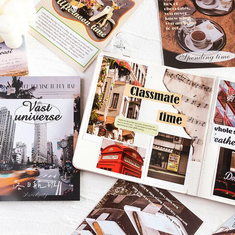 cartes postales vintage paysages urbains nature clips décoratives minimalistes modernes