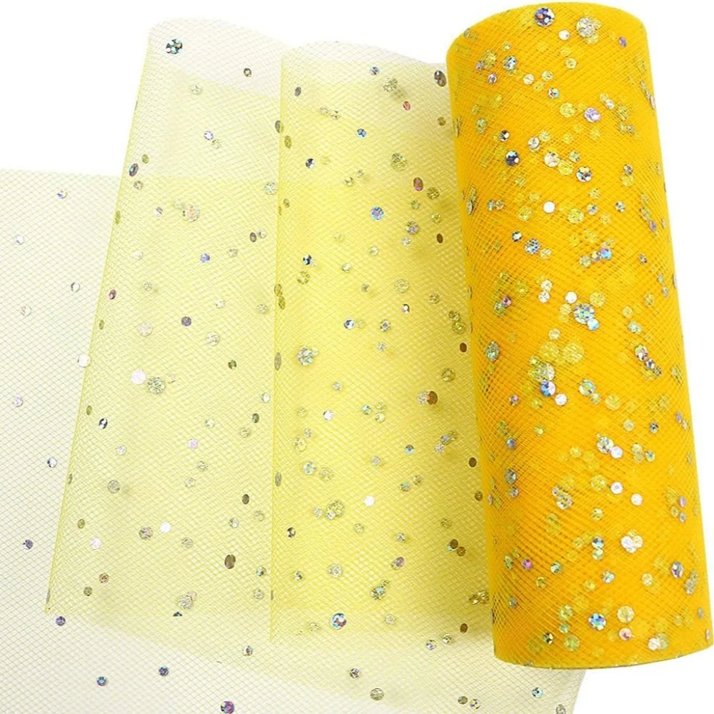 ruban tulle paillettes blanc jaune bleu rose violet rouge vert décoratif 25 yards 15cm