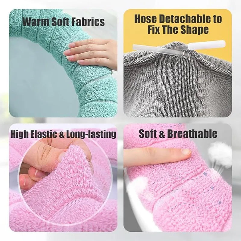 couvre siege toilette gris rose vert rayures horizontales doux confortable adhésif peluche coton