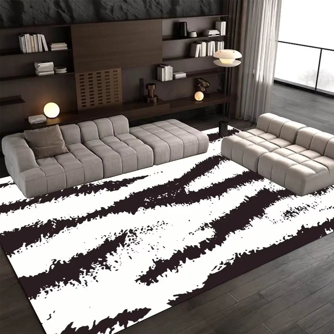 Tapis Flanelle Nordique Moderne pour Chambre Salon, Confort Doux Antidérapant