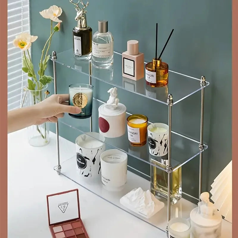 présentoirs acrylique multi niveaux rangement parfums bougies diffuséros minimaliste moderne