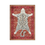tapis salon motif tigre léopard ethnique rouge beige noir décoratif intérieur maison
