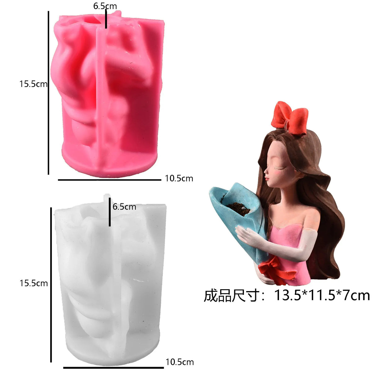 figurines deco femme bouquet fleurs moule silicone artisanat decor moderne